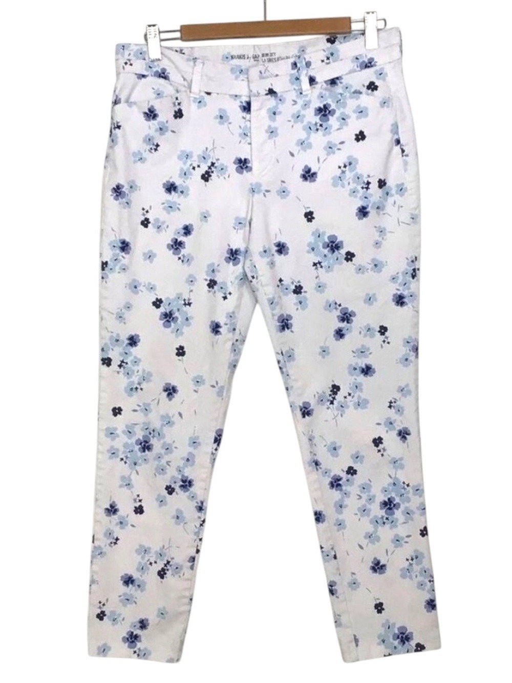 GAP Khakis crop ankle pants slim city white and blue liberty floral chino Pixi 8